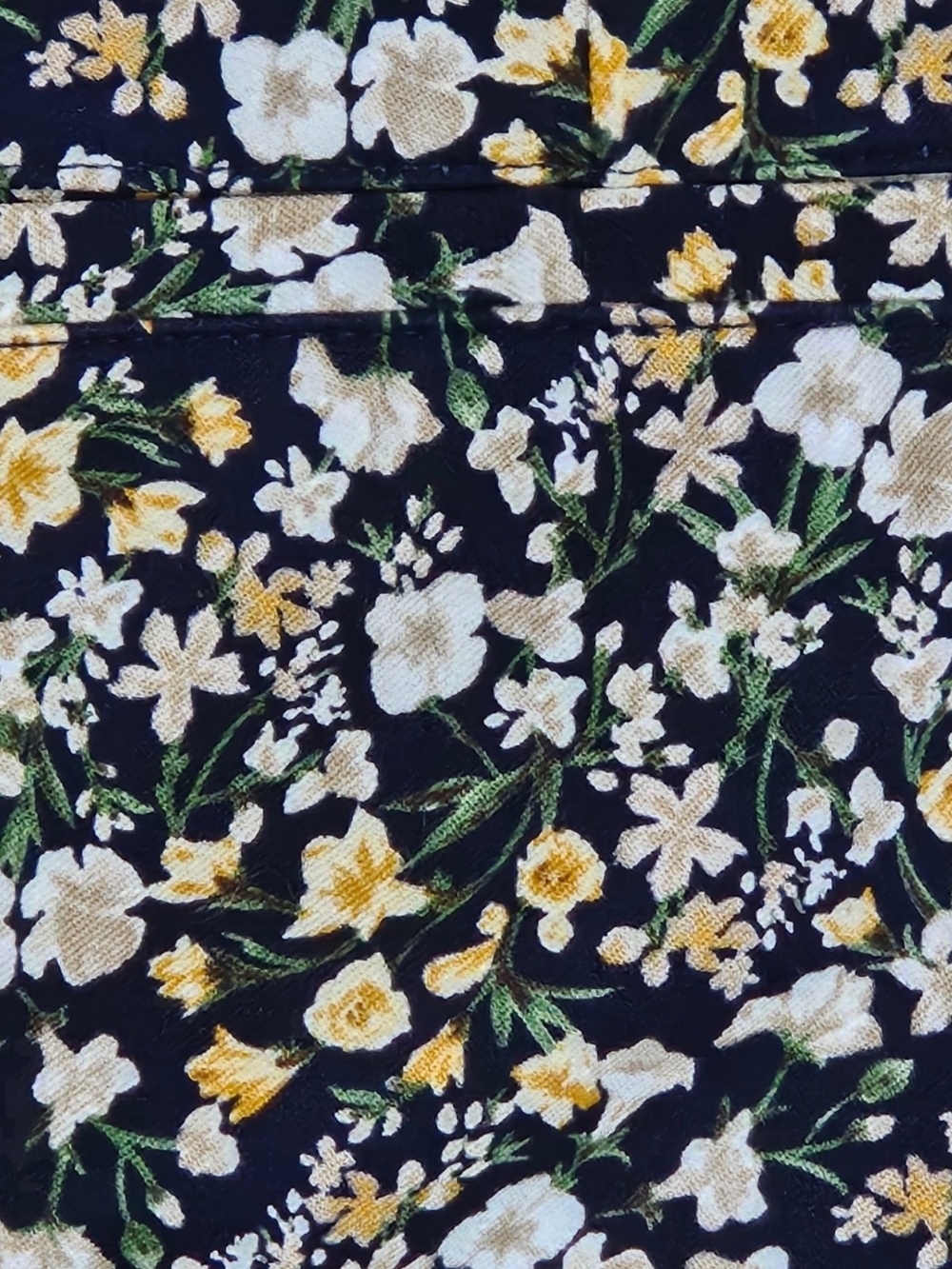 Women's Navy Floral Print Stretch Dress Pants - Picture 7 of 7